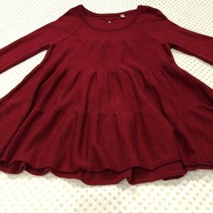 ANTHRO KNITTED & KNOTTED WOMENS DEEP RED SWEATER SZ M